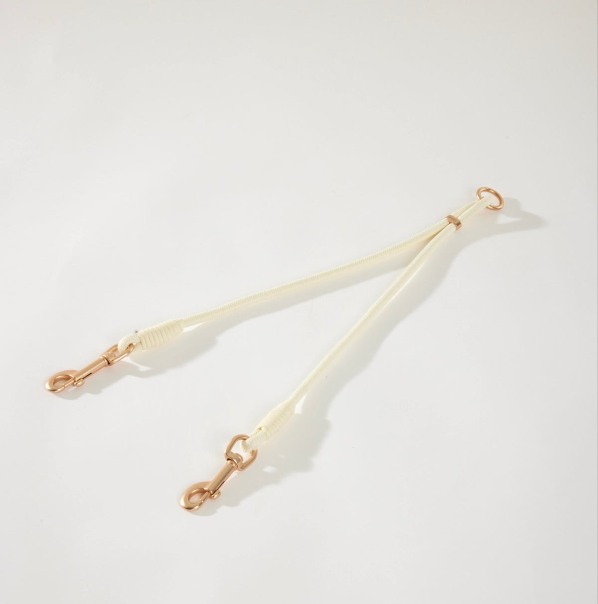 Bone Duo Link double dog lead splitter with brushed gold hardware