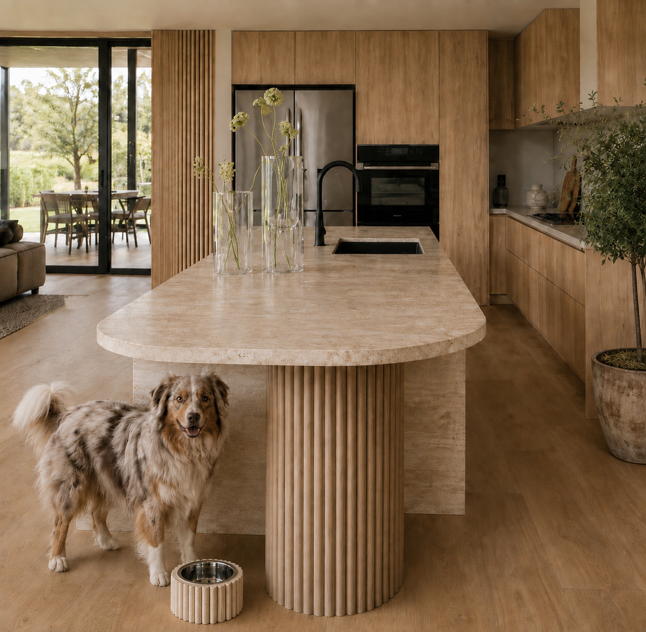 Travertine Pet Bowl